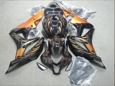 Meilleurs Carénages Moto Honda CBR1000RR 2004-2005 - Noir Brillant Or Flamme