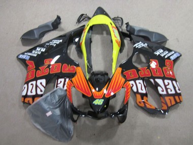 Meilleurs Carénages Moto Honda CBR600 F4i 2004-2007 - Jaune Orange Noir Brillant Rossi 46