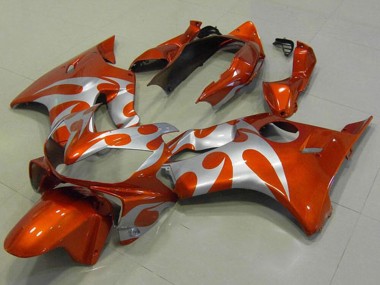 Meilleurs Carénages Moto Honda CBR600 F4i 2004-2007 - Argent Orange Flamme