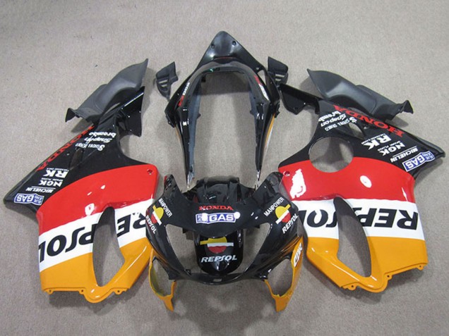 Carénages Moto Honda CBR600 F4 1999-2000 - Orange Blanc Rouge Noir Brillant Repsol