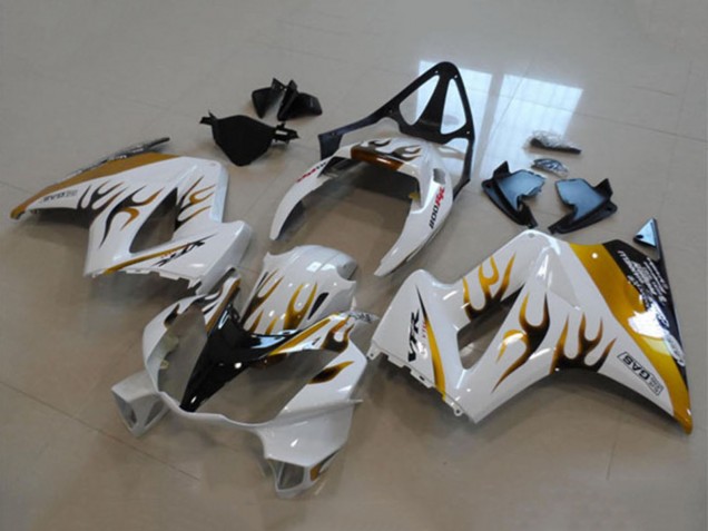 Carénage Moto Honda VFR 800 2002-2013 - Blanc Or Flamme