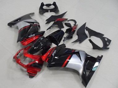 Meilleurs Carénages Moto Kawasaki ZX250R 2008-2012 - Rouge Argent Noir Brillant