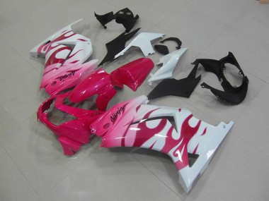 Meilleurs Carénages Moto Kawasaki ZX250R 2008-2012 - Blanc Rose Flamme
