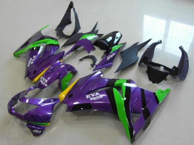 Meilleurs Carénages Moto Kawasaki ZX250R 2008-2012 - Violet Vert Jaune Noir EVA Courses