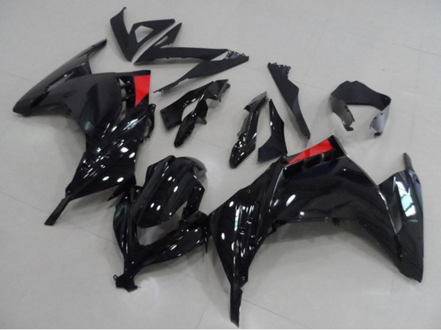 Carénages Moto Kawasaki ZX300R 2013-2018 - Noir Brillant Rouge
