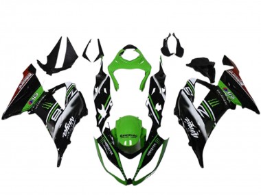 Meilleurs Carénages Moto Kawasaki ZX6R 2013-2018 - Vert Noir Blanc Elf Monstre