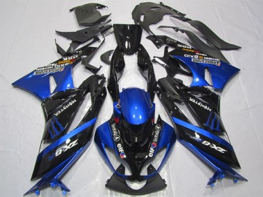 Meilleurs Carénages Moto Kawasaki ZX6R 2009-2012 - Bleu Noir Brillant Elf Touch4 Monstre Bridgestone