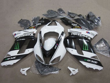 Meilleurs Carénages Moto Kawasaki ZX6R 2007-2008 - Noir Blanc Monstre