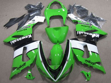 Meilleurs Carénages Moto Kawasaki ZX6R 2005-2006 - Vert Blanc Noir