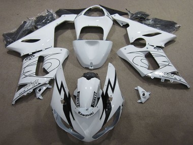 Meilleurs Kits Carénage Moto Kawasaki ZX6R 2005-2006 - Blanc Noir