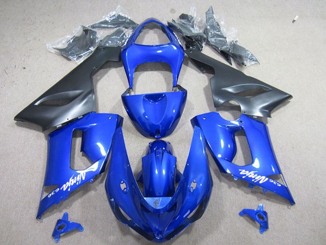 Carénage Moto Kawasaki ZX6R 2005-2006 - Bleu Noir Mat