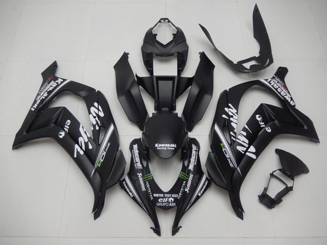 Carénages Moto Kawasaki ZX10R 2016-2020 - Noir Mat Vert Blanc Monstre Courses Team Motocard