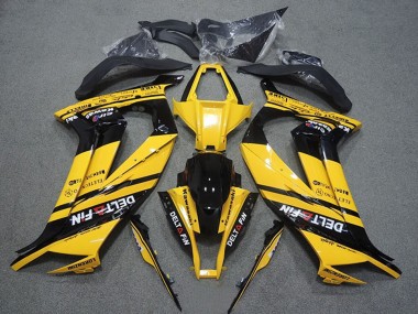 Meilleurs Carénages Moto Kawasaki ZX10R 2011-2015 - Jaune Noir Brillant Delt Fin
