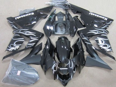 Meilleurs Carénages Moto Kawasaki ZX10R 2004-2005 - Noir Blanc Flamme
