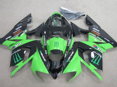 Meilleurs Carénages Moto Kawasaki ZX10R 2004-2005 - Noir Vert Monstre