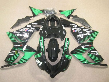Meilleurs Carénages Moto Kawasaki ZX10R 2004-2005 - Noir Vert C-Shock Monstre