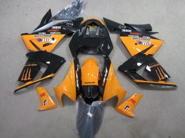 Meilleurs Carénages Moto Kawasaki ZX10R 2004-2005 - Orange Noir Brillant 3M Monstre