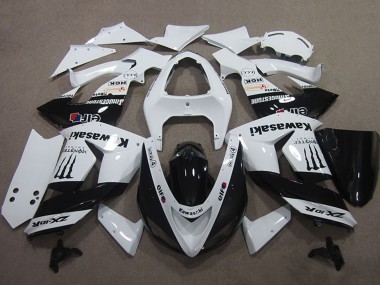 Meilleurs Carénages Moto Kawasaki ZX10R 2006-2007 - Blanc Noir Brillant Elf Touch4 Monstre Energy