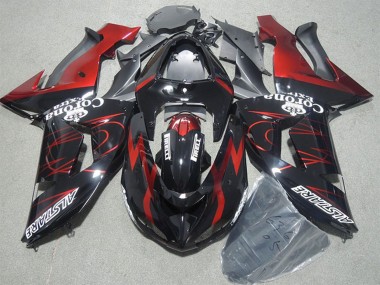 Meilleurs Carénages Moto Kawasaki ZX10R 2006-2007 - Noir Brillant Rouge Flamme Alstare Corona Extra
