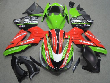 Meilleurs Carénages Moto Kawasaki ZX14R ZZR1400 2006-2011 - Vert Rouge Blanc Noir Elf Motocard