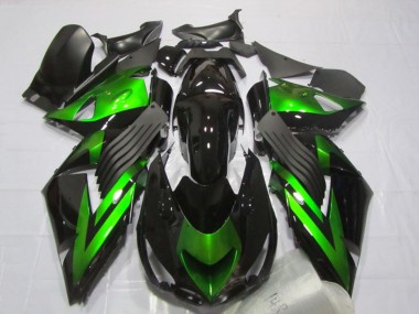 Meilleurs Carénages Moto Kawasaki ZX14R ZZR1400 2006-2011 - Noir Brillant Vert Bande