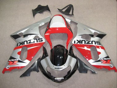 Meilleurs Carénages Moto Suzuki GSXR 600 2001-2003 - Argent Rouge Noir Brillant