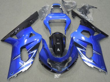 Meilleurs Carénages Moto Suzuki GSXR 600 2001-2003 - Bleu Blanc Noir Brillant