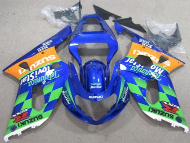 Meilleurs Carénages Moto Suzuki GSXR 600 2001-2003 - Bleu Orange Vert Telefonica MoviStar