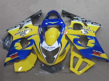 Meilleurs Carénages Moto Suzuki GSXR 600 2004-2005 - Jaune Bleu Blanc Noir Corona Extra