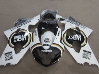 Meilleurs Carénages Moto Suzuki GSXR 600 2004-2005 - Blanc Noir Lucky Strike Motul