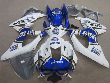 Meilleurs Carénages Moto Suzuki GSXR 600 2008-2010 - Blanc Bleu Lucky Strike Motul