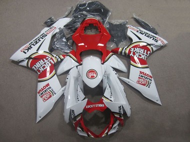 Meilleurs Carénages Moto Suzuki GSXR 600 2011-2024 - Blanc Rouge Motul Lucky Strike