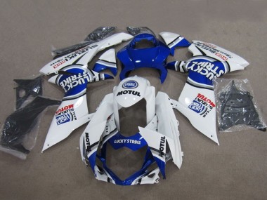 Meilleurs Carénages Moto Suzuki GSXR 600 2011-2024 - Bleu Blanc Lucky Strike Motul