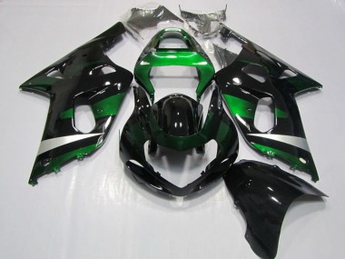 Meilleurs Carénages Moto Suzuki GSXR 750 2001-2003 - Noir Brillant Vert Argent
