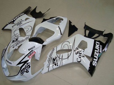 Meilleurs Carénages Moto Suzuki GSXR 750 2001-2003 - Blanc Noir Alstare Corona Extra Motul