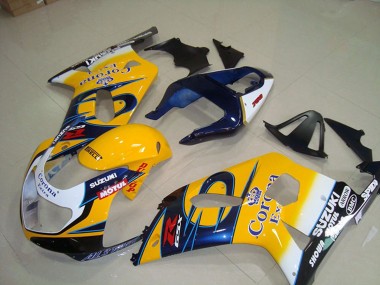 Meilleurs Carénages Moto Suzuki GSXR 750 2001-2003 - Jaune Blanc Bleu Alstare Corona Extra Motul