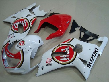 Meilleurs Carénages Moto Suzuki GSXR 750 2001-2003 - Blanc Rouge Lucky Strike