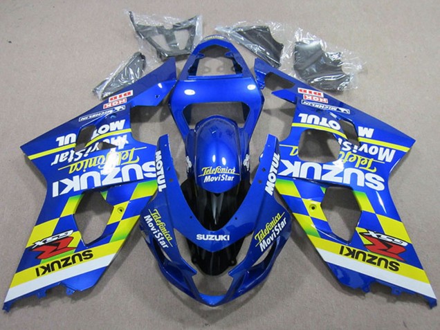 Carénages Moto Suzuki GSXR 750 2004-2005 - Bleu Jaune Néon Telefonica MoviStar Motul