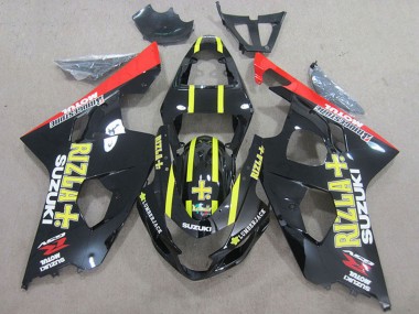 Meilleurs Carénages Moto Suzuki GSXR 750 2004-2005 - Noir Rouge Jaune Rizla
