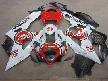 Meilleurs Carénages Moto Suzuki GSXR 1000 2005-2006 - Blanc Rouge Lucky Strike Motul