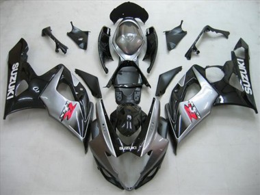 Meilleurs Kits Carénage Moto Suzuki GSXR 1000 2005-2006 - Noir Brillant Argent Rouge