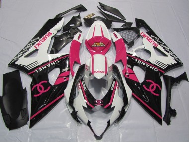 Meilleurs Carénages Moto Suzuki GSXR 1000 2005-2006 - Blanc Rose Noir Chanel