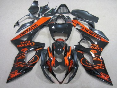 Meilleurs Carénages Moto Suzuki GSXR 1000 2005-2006 - Noir Brillant Orange Corona Extra