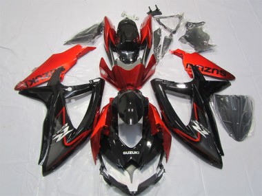 Meilleurs Carénage Moto Suzuki GSXR 1000 2007-2008 - Noir Brillant Rouge