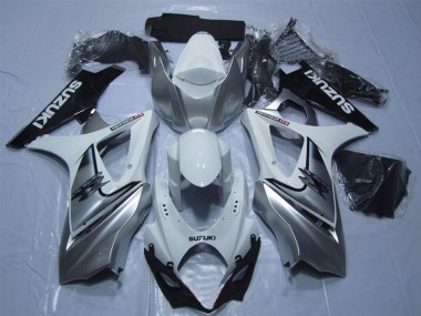 Meilleurs Carénage Moto Suzuki GSXR 1000 2007-2008 - Blanc Argent Noir