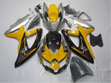 Meilleurs Kits Carénage Moto Suzuki GSXR 1000 2007-2008 - Jaune Argent Noir