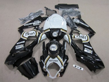 Meilleurs Carénages Moto Suzuki GSXR 1000 2007-2008 - Blanc Noir Lucky Strike Motul
