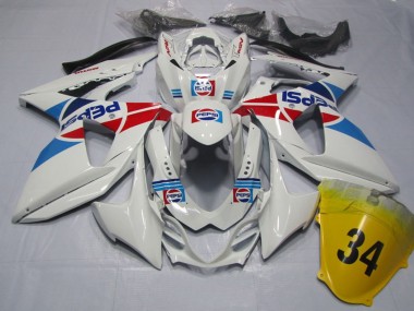 Meilleurs Carénages Moto Suzuki GSXR 1000 2009-2016 - Blanc Bleu Rouge Pepsi 34