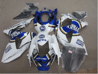 Meilleurs Carénages Moto Suzuki GSXR 1000 2009-2016 - Blanc Bleu Lucky Strike Motul