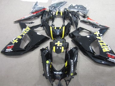 Meilleurs Carénages Moto Suzuki GSXR 1000 2009-2016 - Noir Brillant Jaune Rizla Lumber Jack
